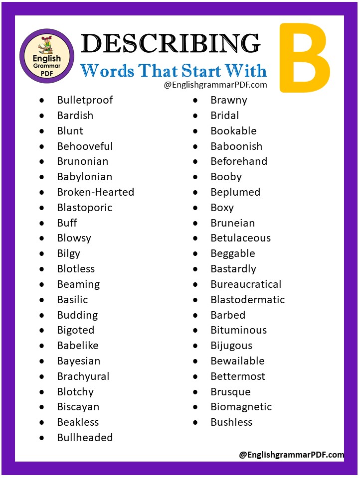 describing words starting with b