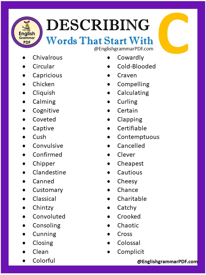 describing words starting with c