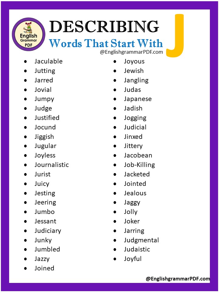 describing words starting with j