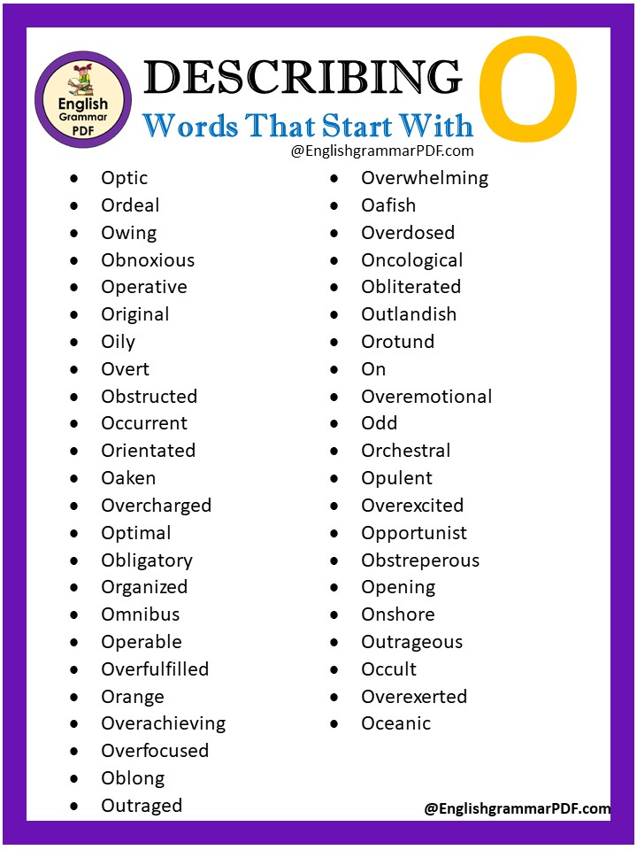 describing words starting with o