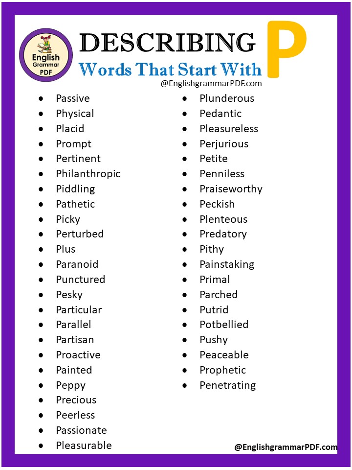 describing words starting with p