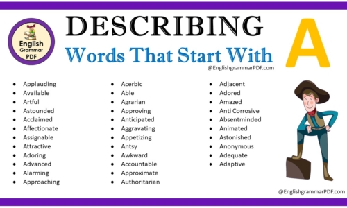 Describing Words That Start With A