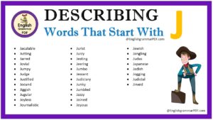 describing words that start with j