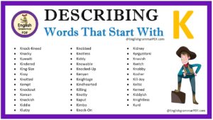 describing words that start with k