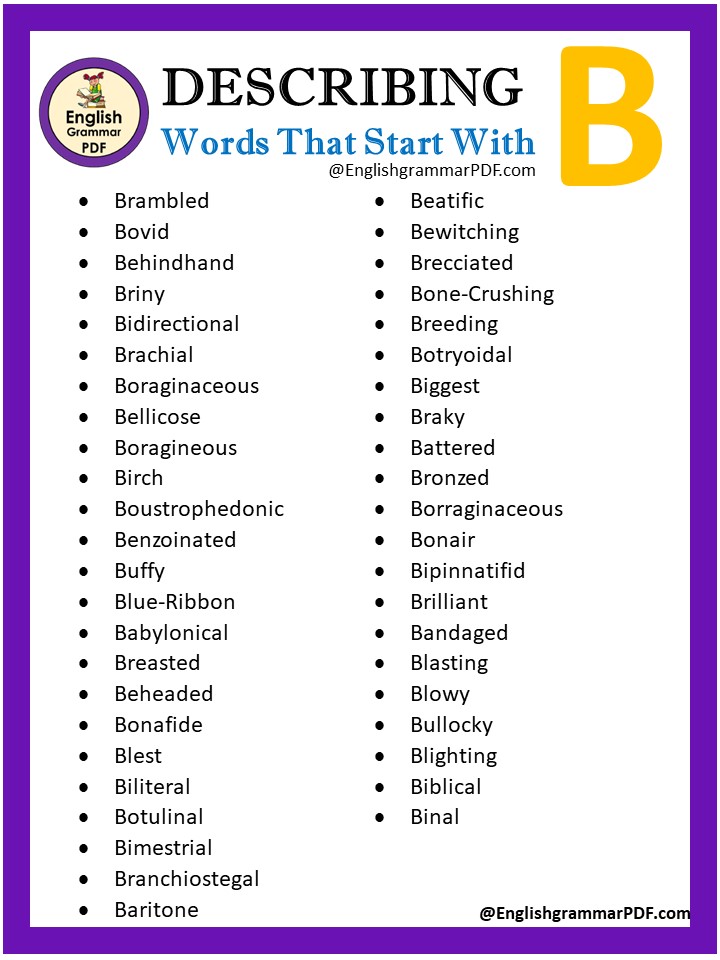 describing words with b 10
