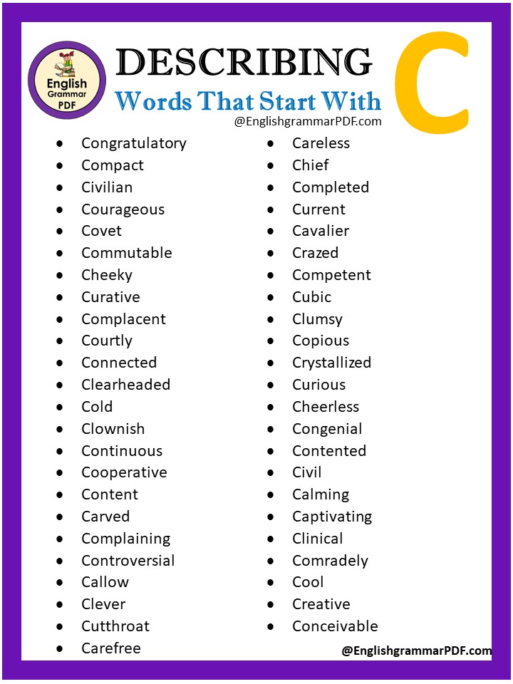 descriptive words with c