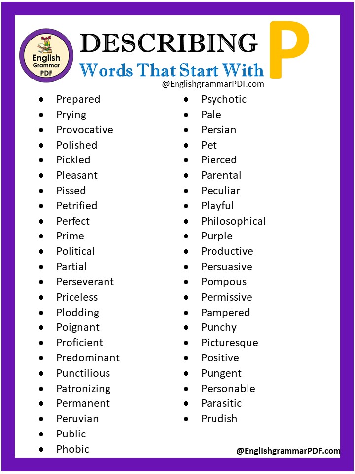 descriptive words with p