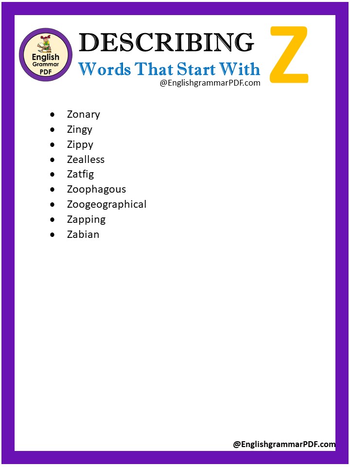 descriptive words with z