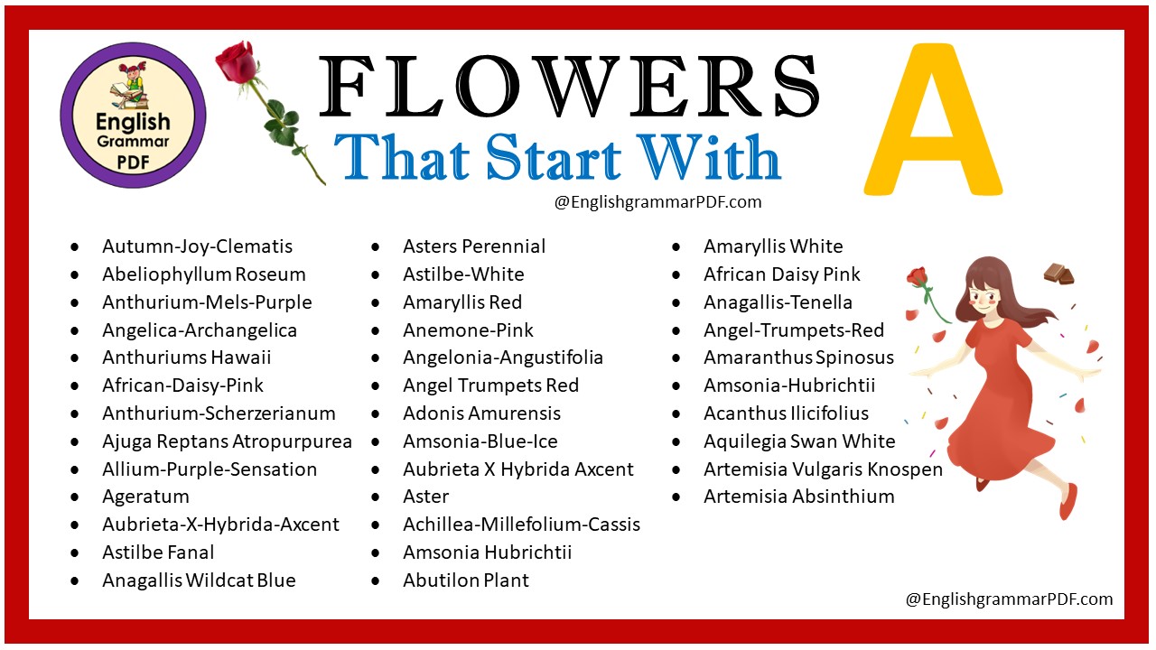 Flowers That Start With A – Download PDF Book - English Grammar Pdf