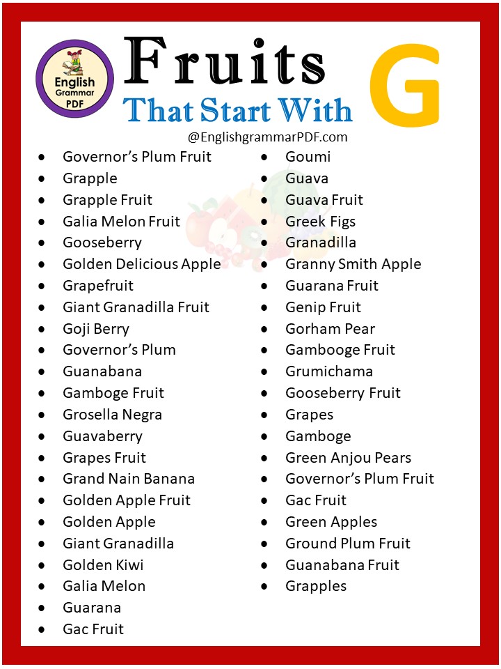 fruits starting with g