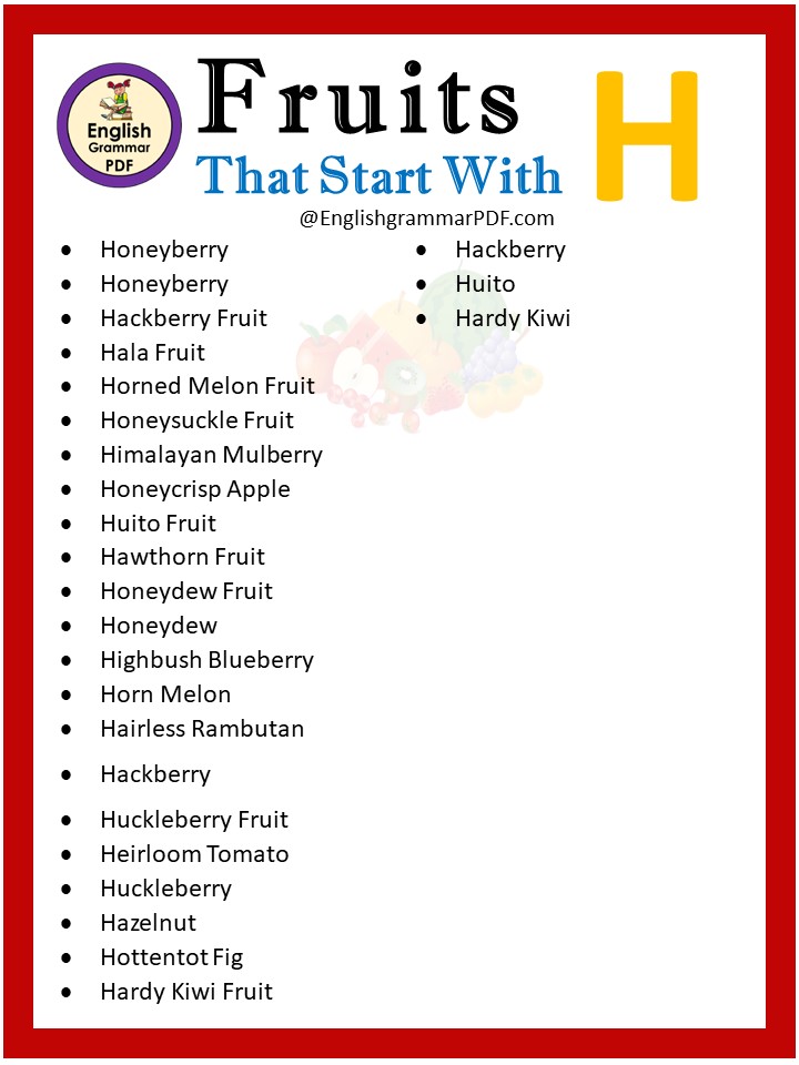 fruits starting with h