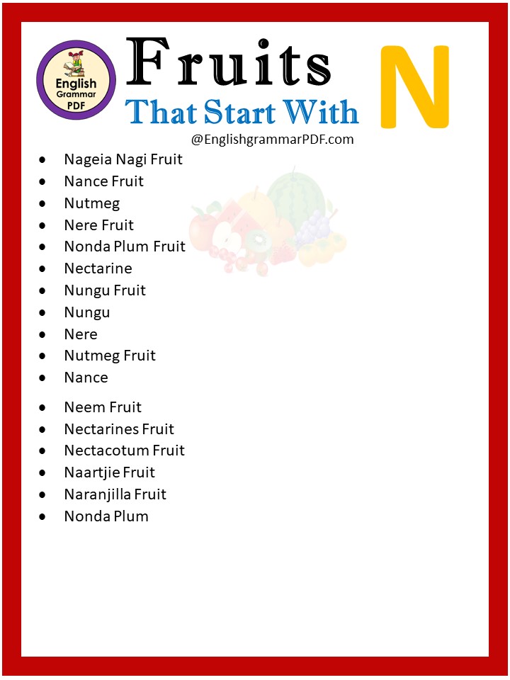 fruits starting with n