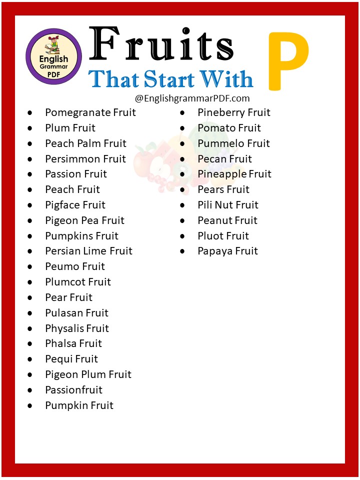 fruits starting with p