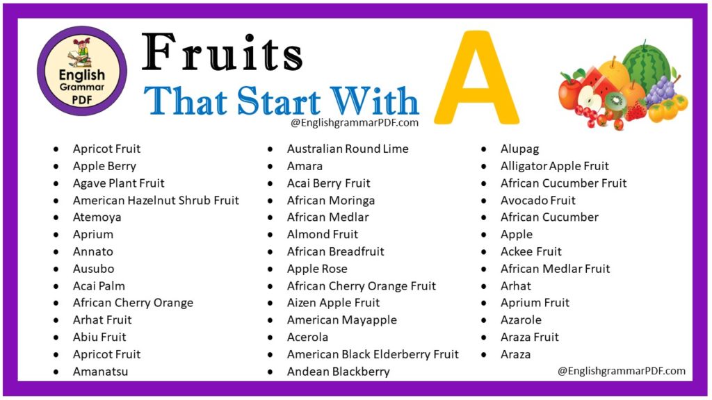fruits that start with a