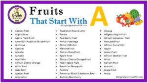 fruits that start with a