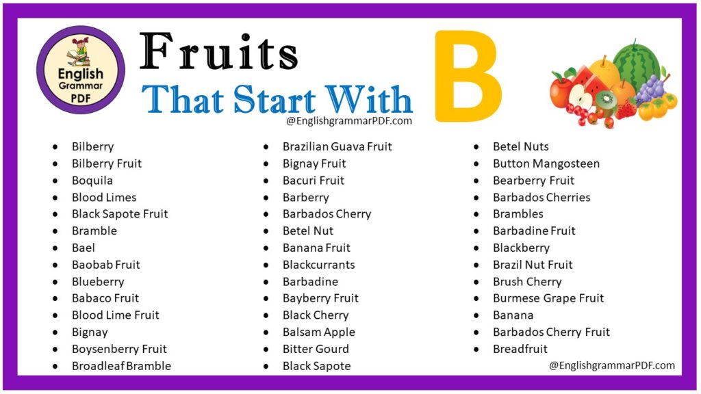 fruits that start with b