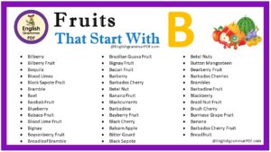 fruits that start with b