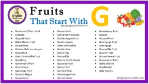 fruits that start with g