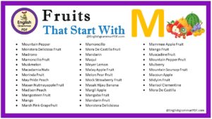 fruits that start with m