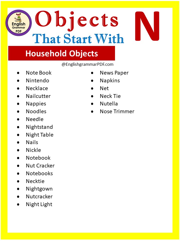 household objects that start with n