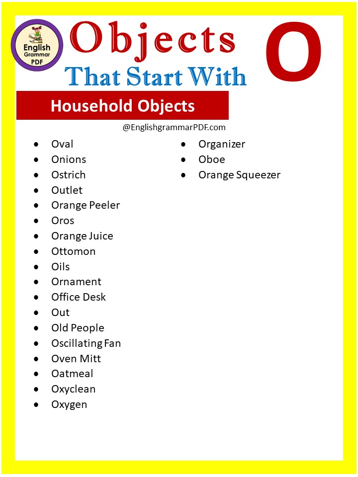 household objects that start with o