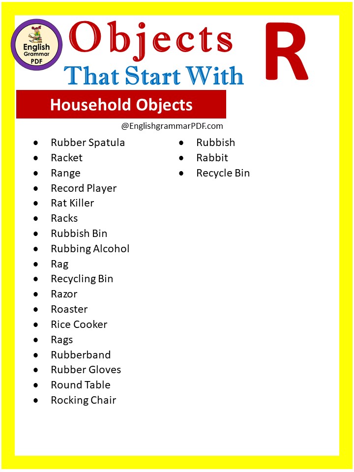 household objects that start with r
