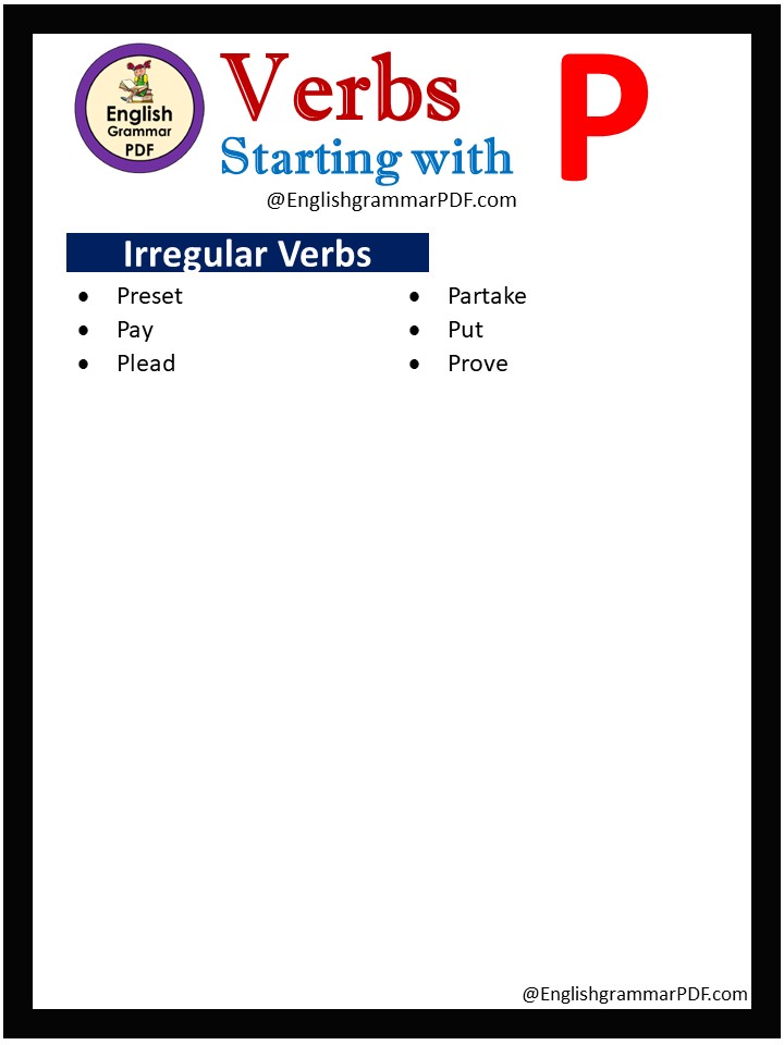 irregular verbs that start with p