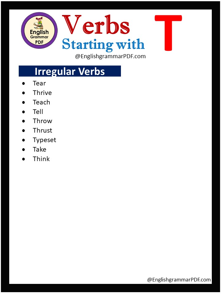 irregular verbs that start with t