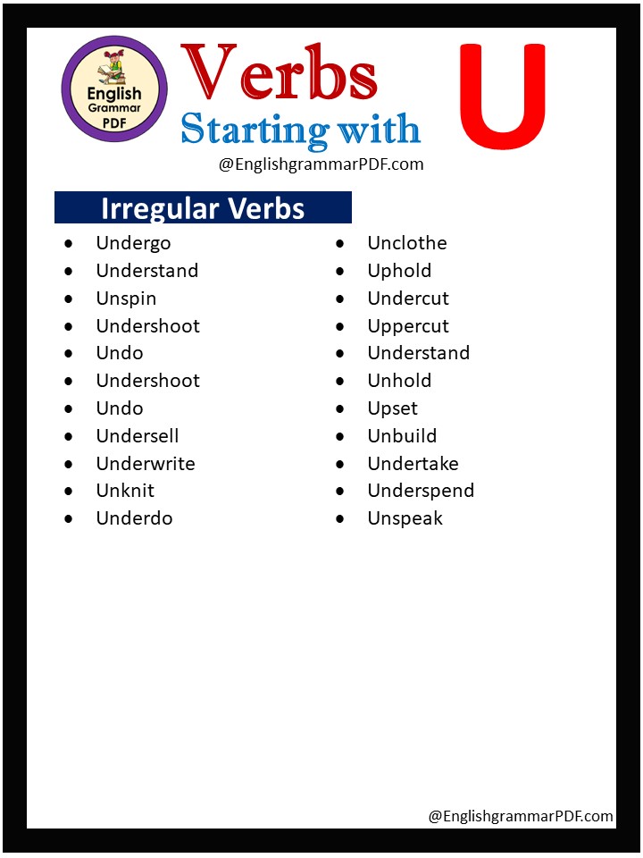 irregular verbs that start with u