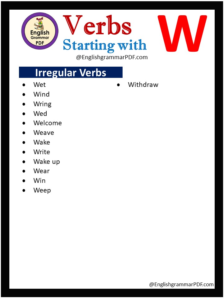 irregular verbs that start with w