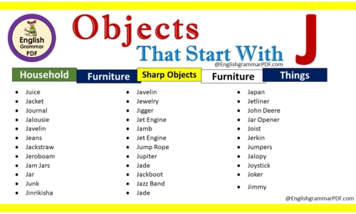 List Of Objects That Start With J – Download PDF