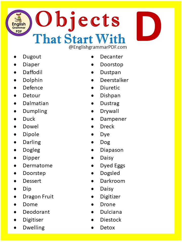 objects that start with d