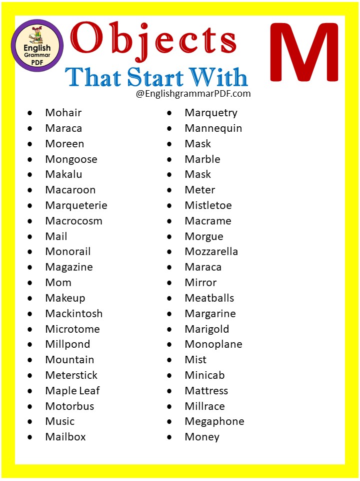 objects that start with m