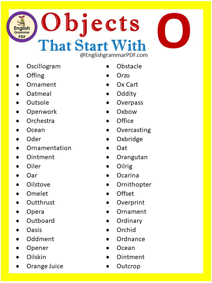 objects that start with o
