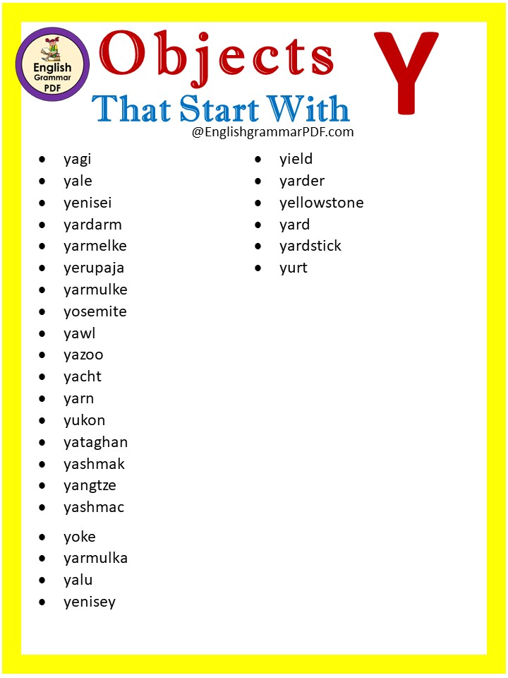 objects that start with y