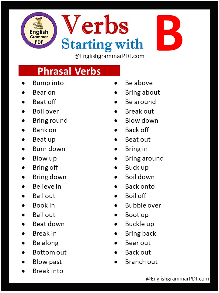 phrasal verbs that start with b