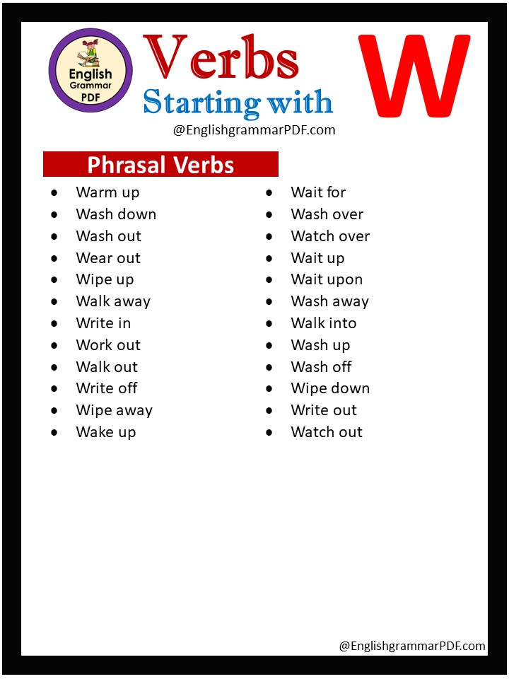 phrasal verbs that start with w