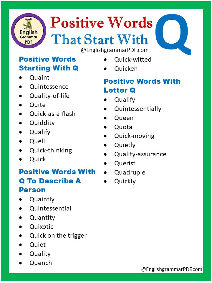 positive words starting with q