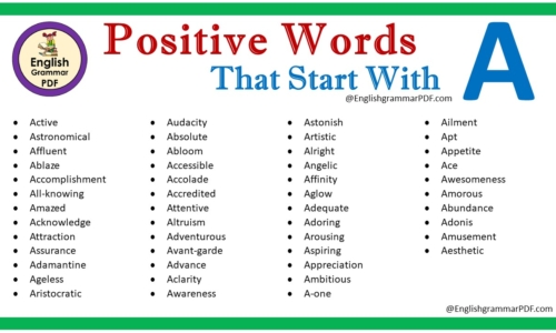 Positive Words That Start With A