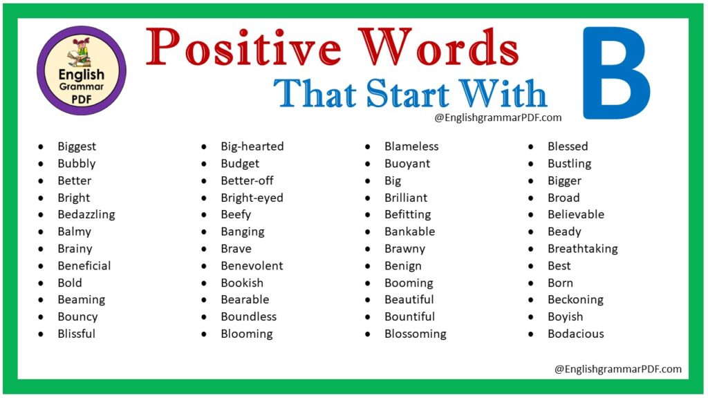 positive words that start with b