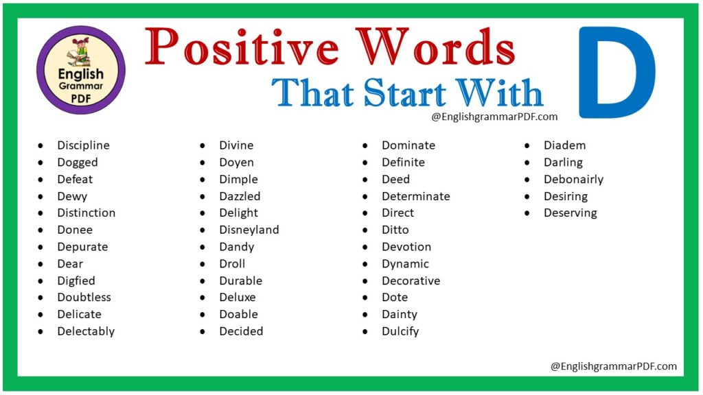 positive words that start with d