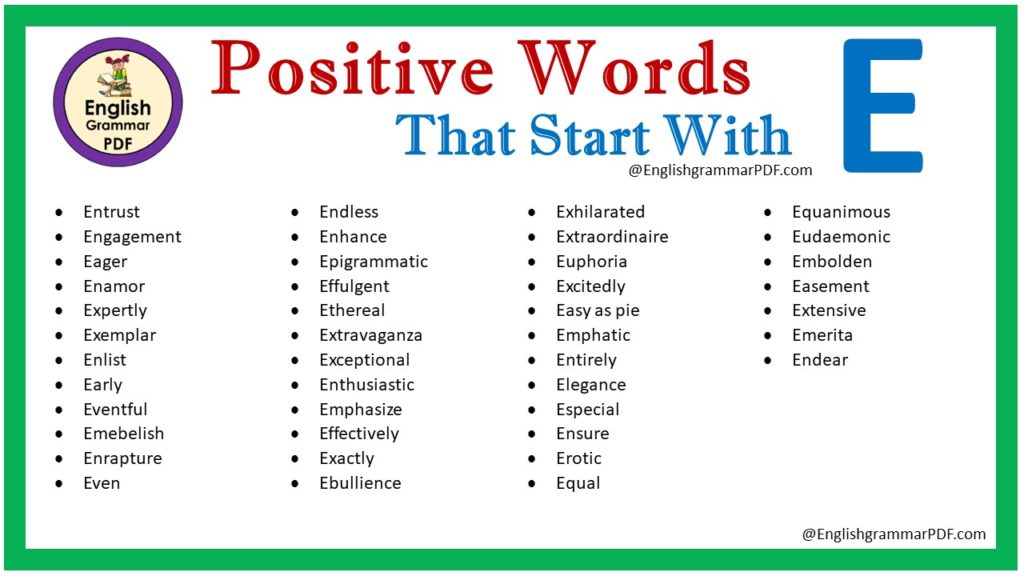 positive words that start with e