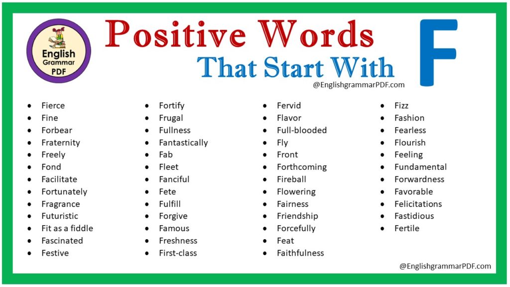 positive words that start with f