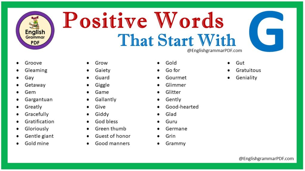positive words that start with g