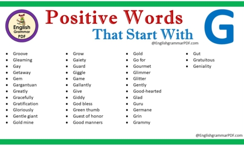 Positive Words That Start With G