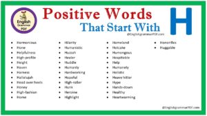 positive words that start with h