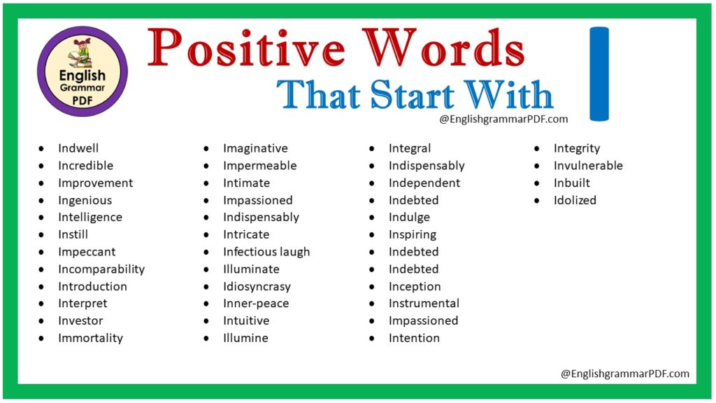 positive words that start with i