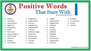 positive words that start with i