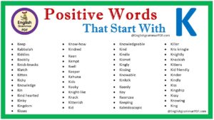 positive words that start with k