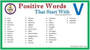 positive words that start with v